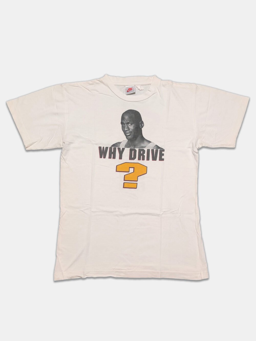 Vintage 90s T-Shirt 'Nike' Michael Jordan 'Why Drive?' White (S/M)