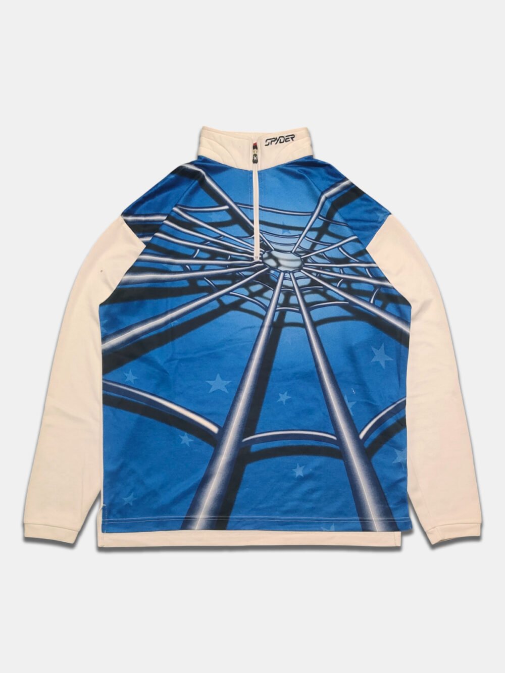 Vintage 2000s 1/4 Thermal Pullover Spyder Web White Blue (L)