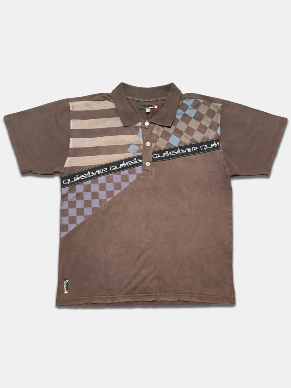 Vintage 2000s Polo T-Shirt 'Quiksilver' Faded Distressed Brown (M)