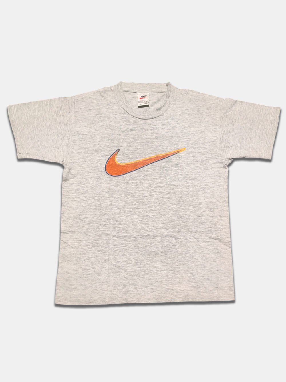 Vintage 90s T-Shirt 'Nike' Big Swoosh Grey Orange (S)
